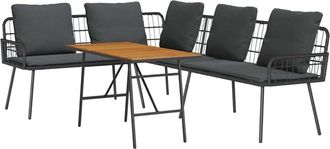 vidaXL Conjunto De Sof&aacute; De Jard&iacute;n 2 Pcs Negro Rat&aacute;n Sint&eacute;tico Vidaxl