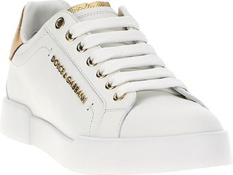 Dolce & Gabbana Womens Gold Calfskin Low Top Sneakers