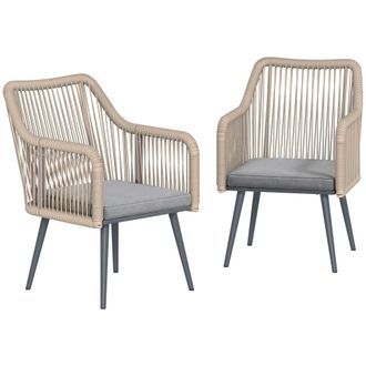 OUTSUNNY Sillas de jard&iacute;n 65x54x80 cm gris claro