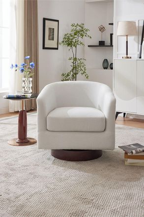 Living and Home Linen Swivel Accent Chair Armchair in Beige