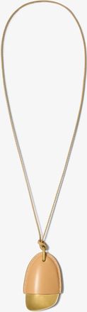 Michael Kors Brushed Brass and Leather Wrapped Pendant Necklace