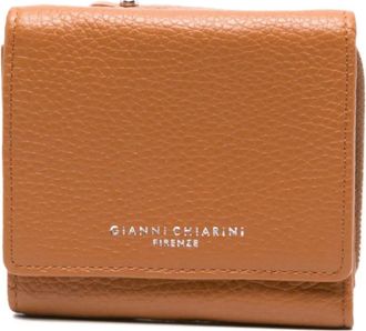 Gianni Chiarini Portafoglio in pelle pieno fiore con zip - Marrone