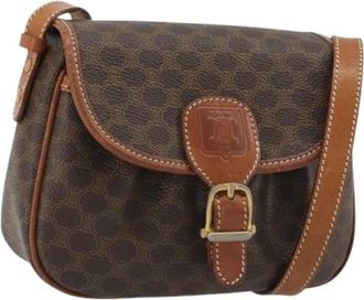 Celine Pre-owned Vintage Canvas Crossbody Bag - Dames - Vintage Schoudertas - Bruin - ONE Size - Leer - Vintage