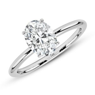 MAX + STONE 14k Yellow or White Gold 3 Carat Oval Cut Cubic Zirconia Engagement Ring