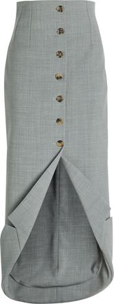 A.W.A.K.E Mode Jacket-collar Darted Woven Midi Skirt - Grey - 38 (UK10 / S)