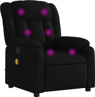 vidaXL Sill&oacute;n Reclinable De Masaje De Tela Negro Vidaxl