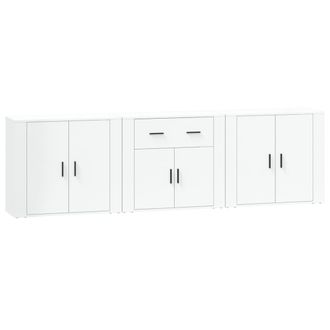 vidaXL Aparadores 3 Piezas Madera Contrachapada Blanco Vidaxl