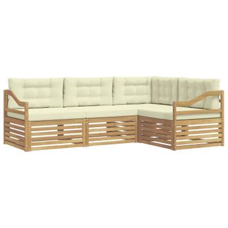 vidaXL Conjunto De Sof&aacute;s De Exterior 4 Pcs Blanco Y Crema Vidaxl