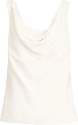 Brunello Cucinelli Fluid Twill Top - Dames - Tops zonder mouwen - Beige - S - Linnen - Tops