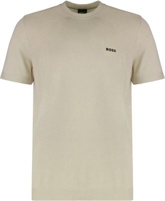 HUGO BOSS Momentum T-shirt - Heren - T-shirts - Beige - XS - Katoen - Tops