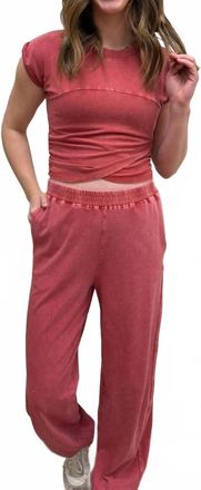HYFVE 2 Piece Relaxed Fit Duo Top & Pants Set In Red