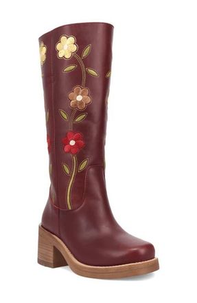 Dingo Bloom Embroidered Boot in Merlot at Nordstrom, Size 9.5
