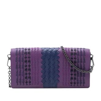 Bottega Veneta Pre-owned Nappa Leren Crossbody - Dames - Pre-owned - Paars - Maat: ONE Size Leer