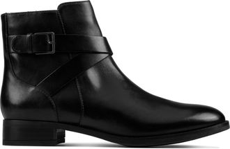Clarks Womens Hamble Buckle Fashion Boot, Black Leather, 3.5 UK
