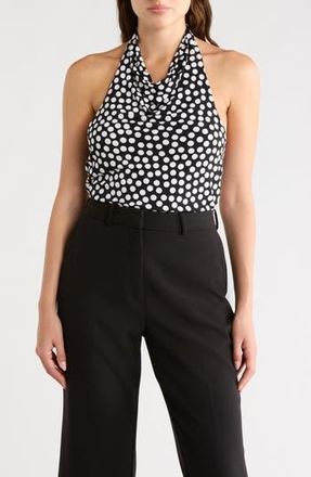 Renee C Polka Dot Knit Halter Top in Black/White at Nordstrom Rack, Size X-Small