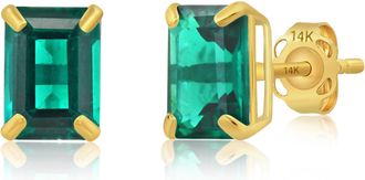 MAX + STONE 14k Yellow or White Gold Solitaire 7x5mm Gemstone Stud Earrings