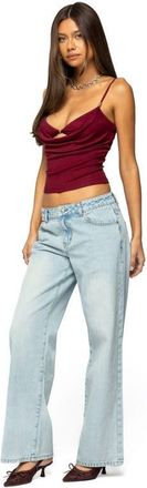 Edikted Layered Cowl Neck Knit Camisole in Burgundy at Nordstrom, Size X-Small