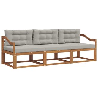 vidaXL Conjunto De Sof&aacute;s De Exterior 3 Pcs Gris Natural Y Claro Vidaxl