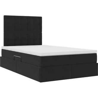 vidaXL with Mattress with Headboard Black 120 x 190 cm Velvet vidaXL
