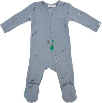 Oh Baby! Golf Print Zipper Footie in Fog at Nordstrom, Size 9M