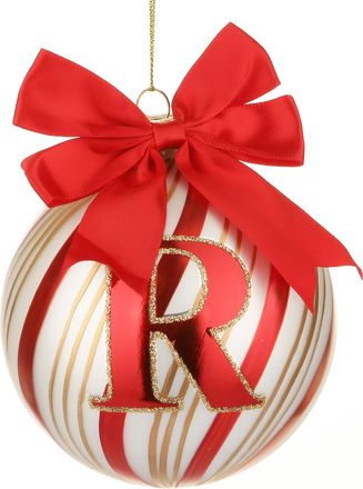 KASANOVA Pallina Natale con lettera R 10 cm Circus rosso