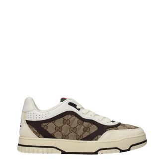 Gucci Re Web Sneakers Herrens Stoff Beige/Ebenholz