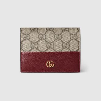 Gucci Bi-color GG Marmont Small Wallet, Bordeaux, Leather