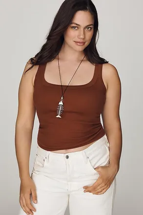 Maeve Cotton Wide Scoop-Neck Tank Top