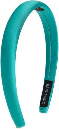 Tasha Skinny Padded Satin Headband in Teal at Nordstrom