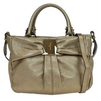 Ferragamo Vala Leather Gold Leather Handbag (Pre-Owned)