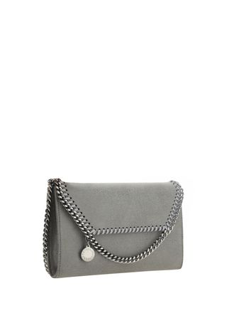 Stella McCartney Womens Mini Falabella Shoulder Bag Light Grey Polyester