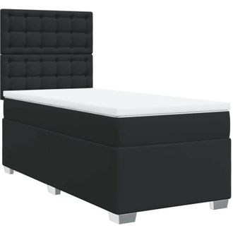 vidaXL Vidaxl - Cama Box Spring Con Colch&oacute;n Cuero Sint&eacute;tico Negro 80x200 Cm