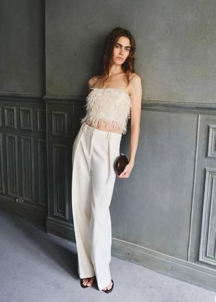 Mango Top crop texture vaniglia - Donna - S - MANGO