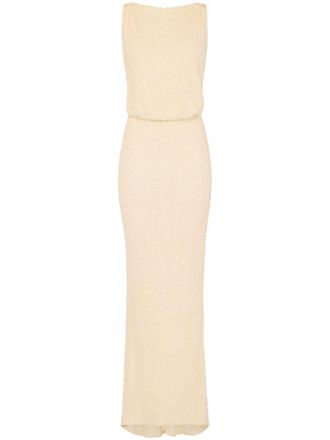 Elisabetta Franchi sequinned gown - women - Polyester/Sequin - 42 - Yellow