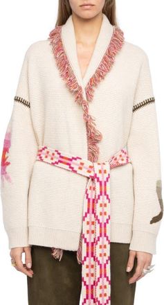 Zadig&Voltaire Alpa Wool Blend Sunset Cardigan in Cream at Nordstrom, Size X-Small
