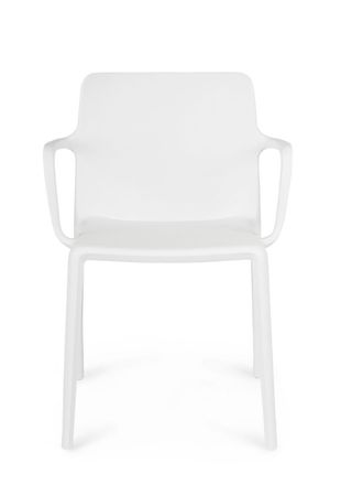 BIZZOTTO Silla de comedor de acero blanco y polipropileno
