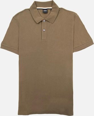 HUGO BOSS Mens Hugo Boss Pallas Embroidered Logo S/s Polo Dark Brown 361 - Tan - Size: 40