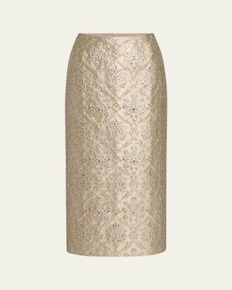 Lafayette 148 New York Metallic Brocade Maxi Pencil Skirt