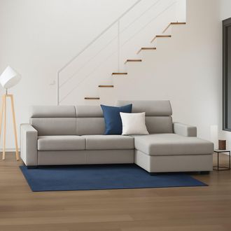 Talamo Italia Talamo Italia - Sof&aacute; Fijo Mikaela, Sof&aacute; De Esquina, 100% Made In Italy, Sof&aacute; De Sal&oacute;n Con Chaise Longue, En Tela Acolchada - Pen&iacute;nsula Contenedor Dere