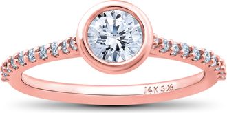 Pompeii3 1ct Charlotte Diamond Engagement Ring 14k Rose Gold Lab Grown Bezel Round