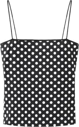 Mango Polka Dot Crop Top in Black at Nordstrom, Size Large