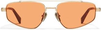 Quay Pit Stop 56mm Aviator Sunglasses in Brushed Gold/Honey at Nordstrom