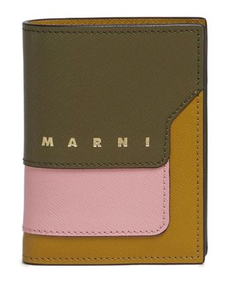 Marni colour-block leather wallet - women - Viscose/Cotton/Acrylic/Brass/Calf Leather - One Size - ZO957 DEEP SAGE/MISTYROSE/LIGHT CURRY