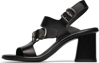 Loriblu Straped Kalfsleren Sandalen - Dames - Sandalen met hakken - Zwart - 35 EU - Leer - Schoenen