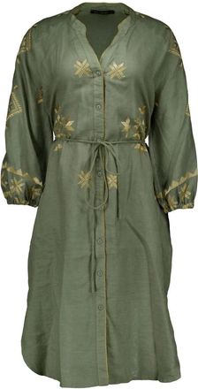 Greek Archaic Kori S26K-2143242 Overhemdjurk - Dames - Shirt Kleedjes - Groen - S - Linnen - Kleedjes