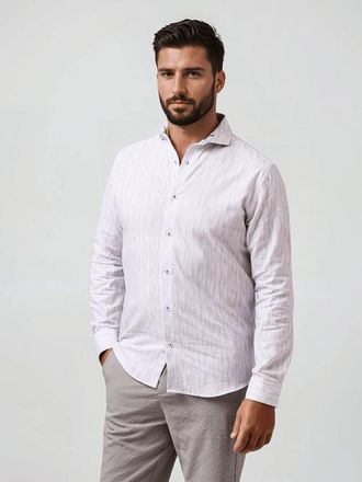 Stone Rose Linen Stripe LS Button-Up Shirt in Medium Pink at Nordstrom, Size Xx-Large