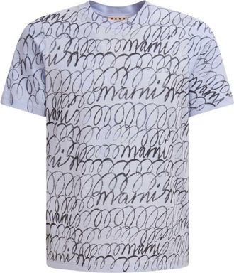 Marni Scribbled Motif Organic Cotton T-Shirt - Illusion Blue