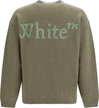 Off-white Mens Bookish Shared Logo Knit Crewneck Sea Turtle Wool Ovis Aries; Polyamide Sweater