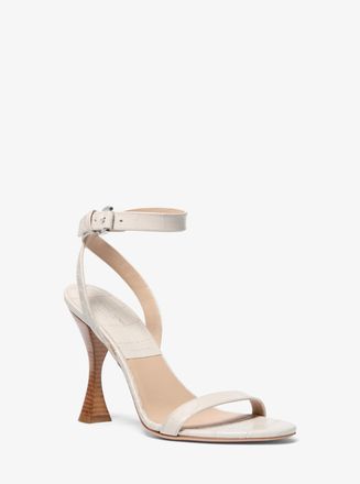 Michael Kors Bianca Crocodile Embossed Leather Sandal