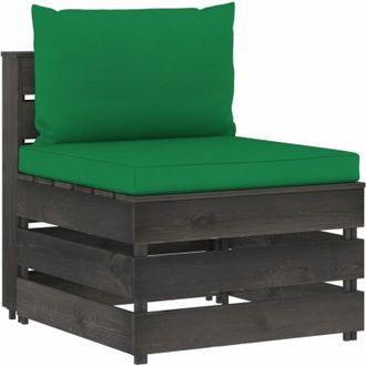 vidaXL Sof&aacute; Central Seccional Con Cojines Madera Impregnada Gris Vidaxl